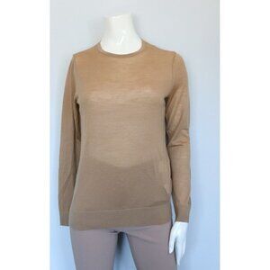 Calvin Klein Womens Medium Tan Brown Shirt Extra Fine Wool Crew Knit Sweater NWT